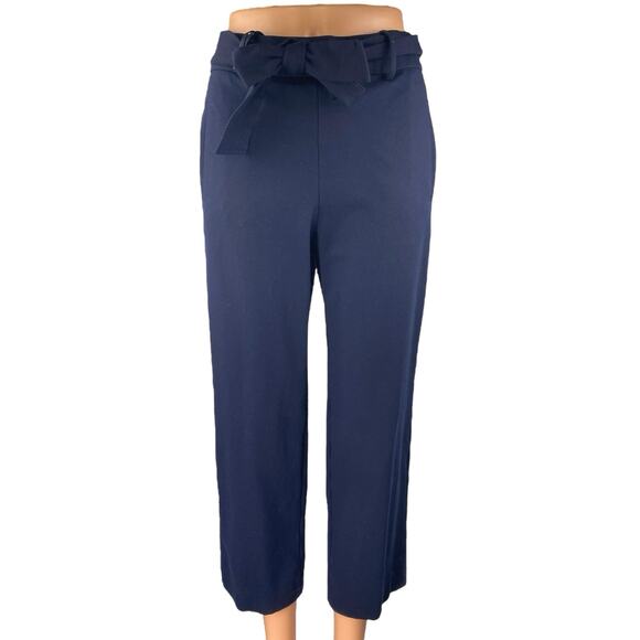 Bar III Womens Navy Blue Belted High Waisted Trousers Cropped Dress Pants Size M - Picture 1 of 5